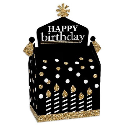 Big Dot of Happiness Adult Happy Birthday - Gold - Treat Box Party Favors - Birthday Party Goodie Gable Boxes - Set of 12