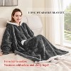 FAAYFIAN Long Faux Shearlin Wearable Blanket Hoodie for Women with Belt, Oversized Hoodie Blanket with Hood & Pocket, Cozy Winter Loungewear - 2 of 4