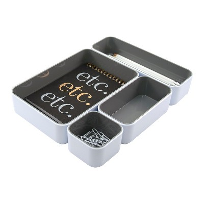 Fusion Stacking Bins White + Gray 4 Pack 37592