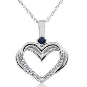 Pompeii3 Diamond Sapphire Heart Pendant Yellow White or Rose Gold Designer Veronica Wu - 1 of 4