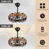 Rennnsan Norestra 18"W 4-Light Geometric Woven Ratten Boho Dimmable Ceiling Fan in Black - 4 of 4