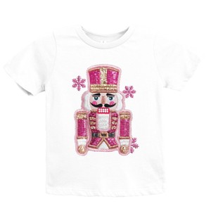 Pink Snowflake Nutcracker Patchwork Print - Youth Short Sleeve Graphic T-Shirt and Toddler Short Sleeve Graphic T-Shirt - 1 of 3