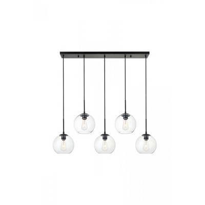 Elegant Lighting Baxter 5 Lights Black Pendant With Clear Glass