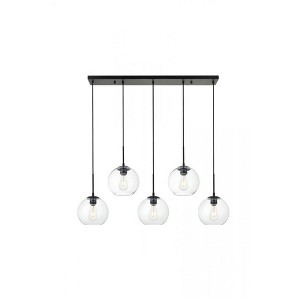 Elegant Lighting Baxter 5 Lights Black Pendant With Clear Glass - 1 of 4