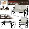 PAKASEPT 4-Piece Outdoor Aluminum Patio Conversation Set, Patio Set with Glass Top Coffee Table and Soft Seat Cushions Black Aluminum Frame - 2 of 4