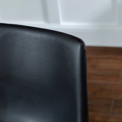 Set of 2 Black Faux Leather Upholstered Dining Chairs with Metal Legs