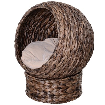 VisioGear Elevated Cat Bed with Rotatable Egg Chair Pod, Cat Basket Bed with Thick Cushion, Gray, 19.75"*16.5"*23.5"