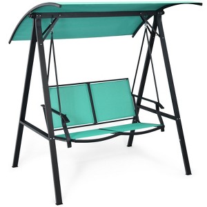 Costway Outdoor 2-Seat Swing Loveseat Canopy Hanging Swing - 1 of 4