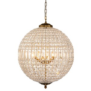 LLHZSY LLHZSY 1/3/5-Light Retro French Crystal Globe Chandelier-Beaded Accent Globe Shade, Adjustable Height-Antique Brass/Antique Bronze - 1 of 4