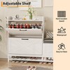 2 Flip Drawers Shoe Cabinet with Bench, Freestanding Shoe Organizer with Double Layer Metal Legs, Narrow Shoe Rack Cabinet - 4 of 4
