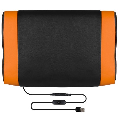 Black and Orange Reclining Gaming Chair with Massaging Lumbar