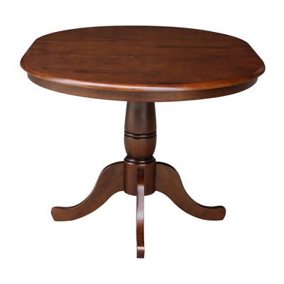 Classic Farmhouse 50" Round Espresso Wood Extendable Dining Table