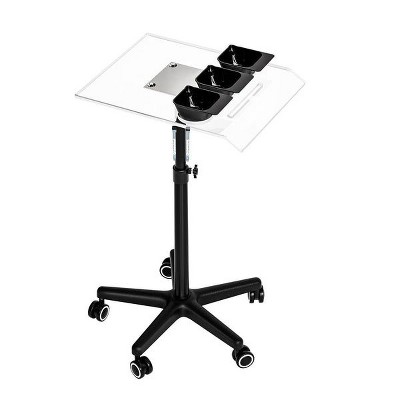 Karl Home Height Adjustable Rolling Salon Tray Trolley Cart with Wheels and Acrylic Tray Bowls 2 Magnetic Marker Pens