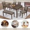 GDFStudio Eira Farmhouse 6-Piece Dining Set with Rubberwood Rectangular Table, 1 Bench, and 4 Linen Upholstered Chairs - 4 of 4