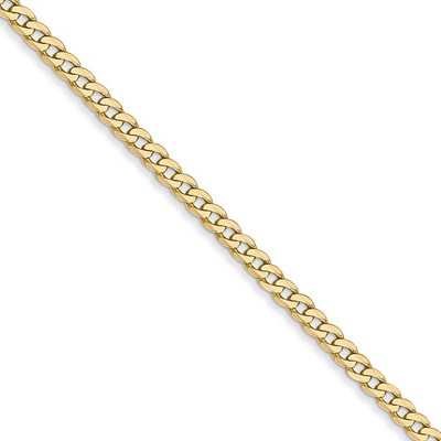 Black Bow Jewelry 2.2mm, 14k Yellow Gold, Solid Beveled Curb Chain Necklace
