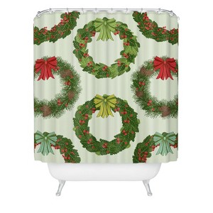 Sabine Reinhart Christmas Wreaths Shower Curtain - Deny Designs - 1 of 3