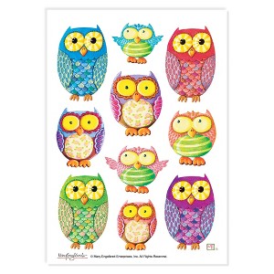 Mary Engelbreit Colorful Owls Sticker Sheet: 5 x 7 - 1 of 1