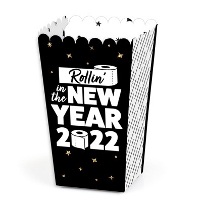 Big Dot of Happiness Rollin' in the New Year - 2022 New Year's Eve Party Favor Popcorn Treat Boxes - Set of 12