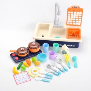 JuzToys Pretend Play Kitchen Sink Toy for Kids – Toy Sink with Running Water, Play Food and Dishes, Cooking Stove, with Light and Sound - 1 of 4