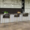 LeisureMod 40" Bar Stool Upholstered Pub Chair with Gold Stainless Steel Base with Armrest and Footrest Axis Series - 3 of 4