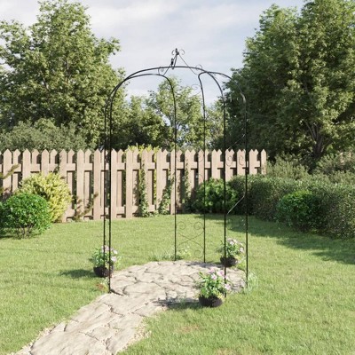 vidaXL Garden Arch Black Ã˜70.9"x100.4" Steel