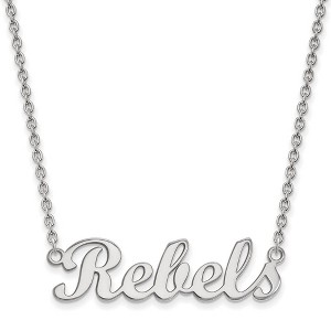 Black Bow Jewelry 10k White Gold Mississippi Rebels NCAA Necklace 18 Inch - 1 of 3