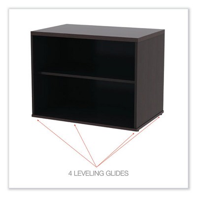 Espresso Woodgrain Laminate Low Storage Cabinet with Sliding Doors