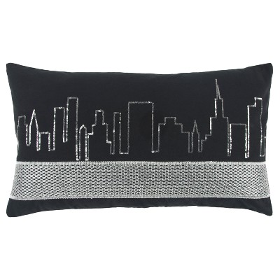 black geometric throw pillows