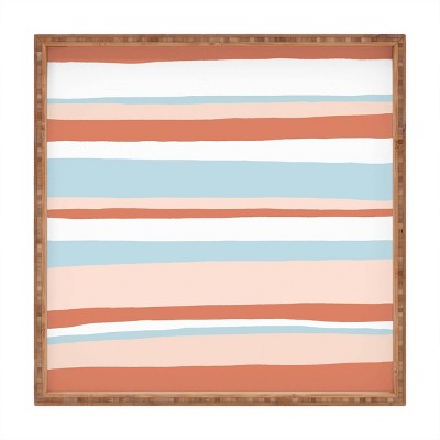 17" Wood Sunshine Canteen Large Pastel Mesa Desert Stripes Tray - society6