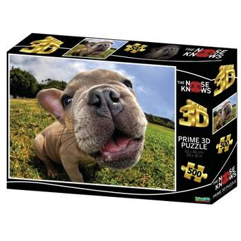 The Zoofy Group LLC Pugsley The Nose Knows Super 3D 500 Piece Jigsaw Puzzle For Adults And Kids