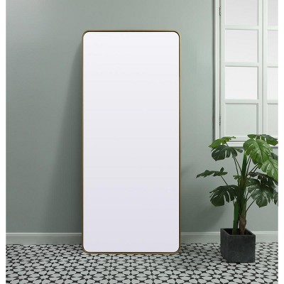 Brass Framed Full Length Rectangular Bathroom Mirror