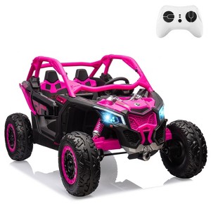 2 Seater Ride on UTV Car, Electric Off-Road Car, 4WD Kids Truck Remote Control, 2 * 24V 7AH BatteriesSpring Suspension, Toys for Kids - 1 of 4