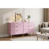 GAOMON Pink Dresser, Modern 3 Drawer Dresser for Bedroom with Gold Handle and Large Drawer, Wood Double Chest of Drawers - 4 of 4