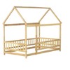 NicBex Twin/Full Size House Bed Frame,Toddler Floor Platform Bed with Roof Frame and Guardrails,Montessori Floor Bed for Kids,Adults,Teens - 2 of 4