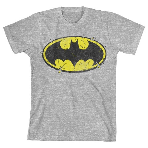 Batman Cracked Bat Logo Youth Athletic Heather Graphic Tee : Target