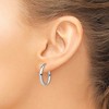 Black Bow Jewelry 3mm x 22mm (7/8 Inch) Polished 14k White Gold Oval Tube Hoop Earrings - 3 of 4