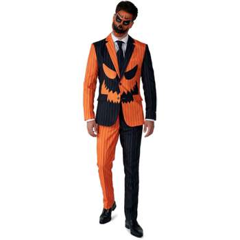 Suitmeister Men's Halloween Costume - Jack-O Pinstripe Suit Black - Orange