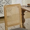 PAGED French Decor Chairs Set of 2 Upholstered Dining Chairs with Square Rattan Backrest and Exquisitely Carved Wood Frame for Living Room - 3 of 4