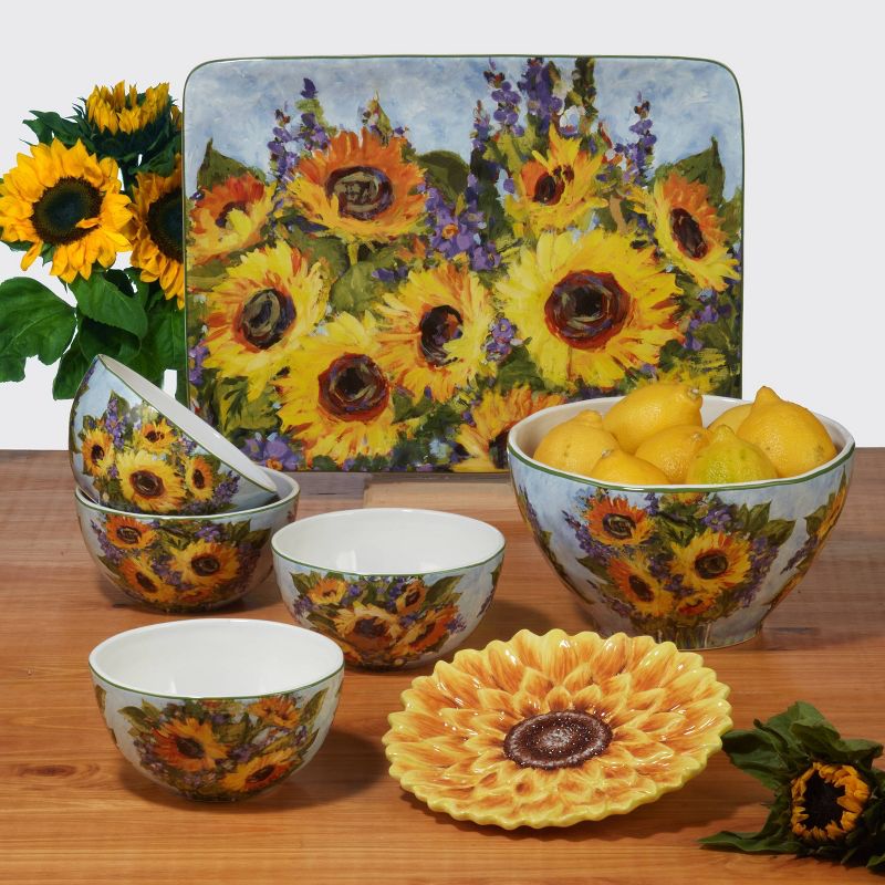 16&#34; x 12&#34; Sunflower Bouquet Rectangular Serving Platter - Certified International, 3 of 4