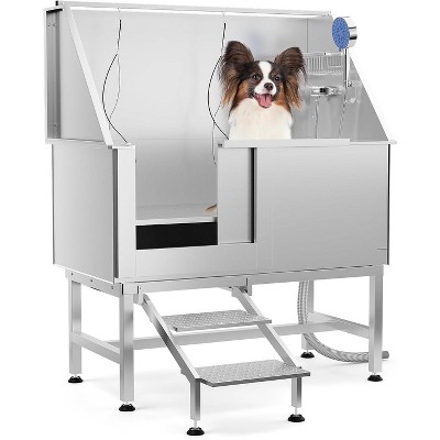 50" Dog Grooming Tub – 304 Stainless Steel Professional Dog Bathing Station with Steps, Faucet & Accessories for Large, Medium & Small Pets