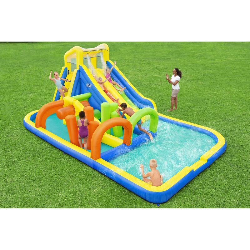 Bestway H2OGO! AquaRace Kids Inflatable Outdoor Water Park with Dual Slides, Built-In Sprayer, Splash Pool, Storage Bag, & Air Blower for Quick Setup, 3 of 8