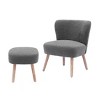 WestinTrends 25.5" Wide Upholstered Boucle Accent Chair with Ottoman Foot Stool Set - 3 of 4