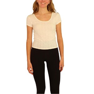 Aeropostale Womens Cropped Basic T-Shirt, Off-White, Small - 1 of 4
