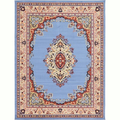 Light Blue Medallion Synthetic 9' x 12' Rectangular Rug