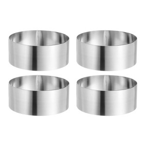 Unique Bargains Stainless Steel Seamless Nonstick Mirror Coating Round Cake Ring 4 Pcs - 1 of 4