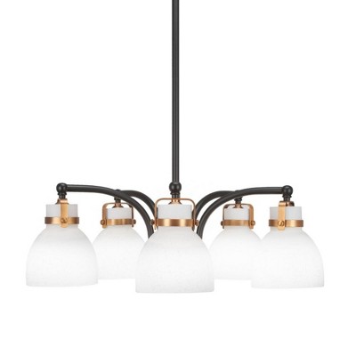 Toltec Lighting Easton 5 - Light Chandelier in  Matte Black/Brass with 6'' White Muslin Shade