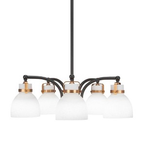 Toltec Lighting Easton 5 - Light Chandelier in  Matte Black/Brass with 6'' White Muslin Shade - 1 of 1