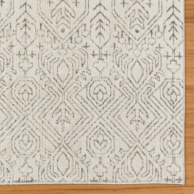 Cream and Gray Synthetic Easy Care Runner Rug