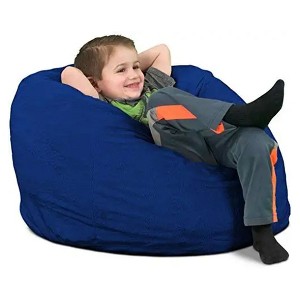 Ultimate Sack Kids Bean Bag Chair, Oversized Comfortable Indoor Floor Lounger, Giant Foam-Filled Furniture for Relaxing, Electric Blue Suede - 1 of 4