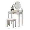 FURNIinspire Vanity Tables Modern Dressing Table Makeup Vanity Desk Set with Stool, Large Drawer Storage for Bedroom, Silver, 30"*16"*53" - 2 of 4